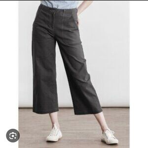 Bridge & Burn Gladstone Cropped Wide Leg Twill Pants Charcoal Sz 28
